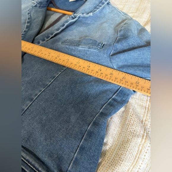 Black Tape women’s denim blazer jacket XL blue jean stretchy - Picture 9 of 11